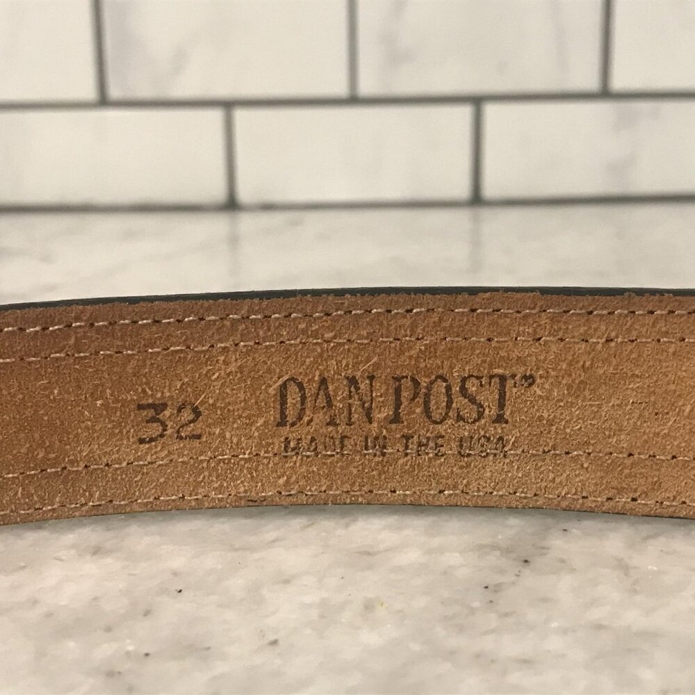 Dan Post Belt Women 32 Black Brown Cowhide Double Heart Buckle Western Rodeo USA - Picture 6 of 10